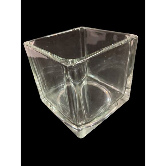 Home & Garden Clear Square Glass Vase Candle Holder 4" Cube - Picture 2 of 8